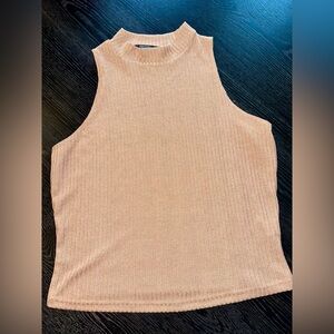 Tan Ribbed Cropped Tank Top 1X